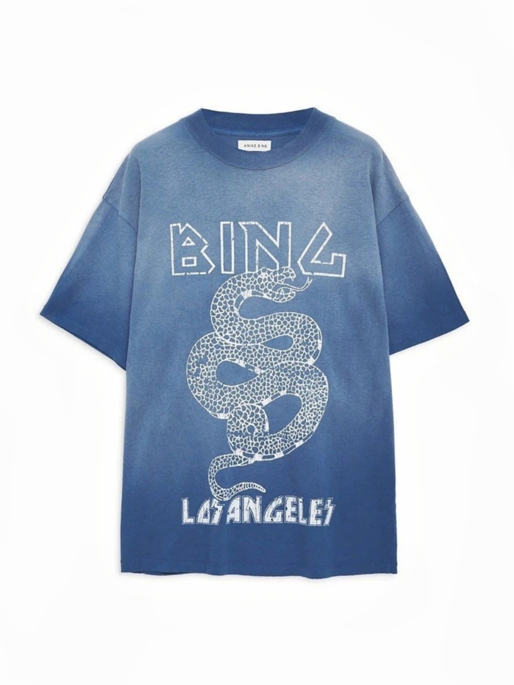 Anine Bing Ashton Tee Snake Graphic Short Sleeve Tee Blue